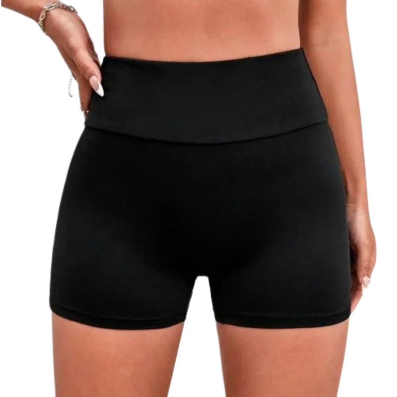 Short  Preto Academia Feminino Cintura Alta Tecido Ultra Confortavel