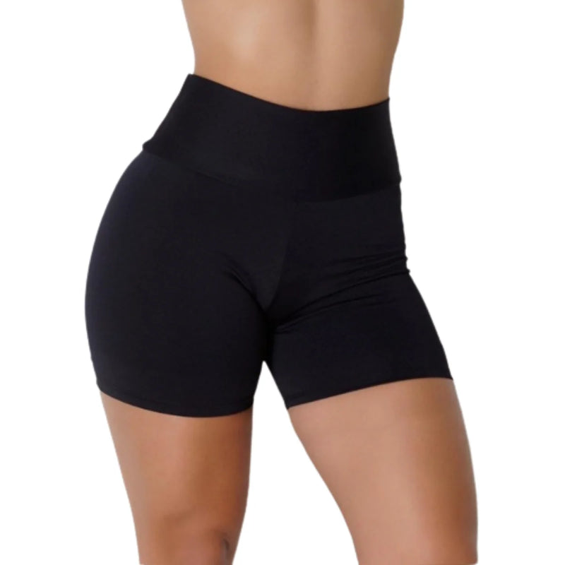 Short  Preto Academia Feminino Cintura Alta Tecido Ultra Confortavel