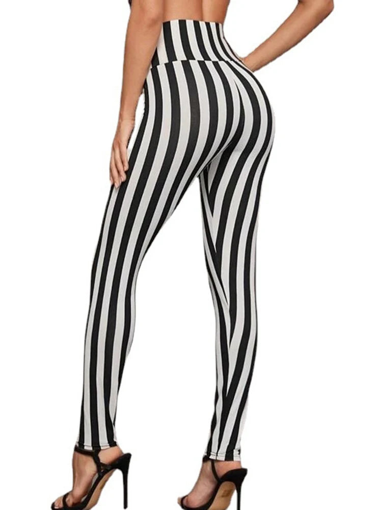 Calça Legging Listrada Preta e Branca Zebra