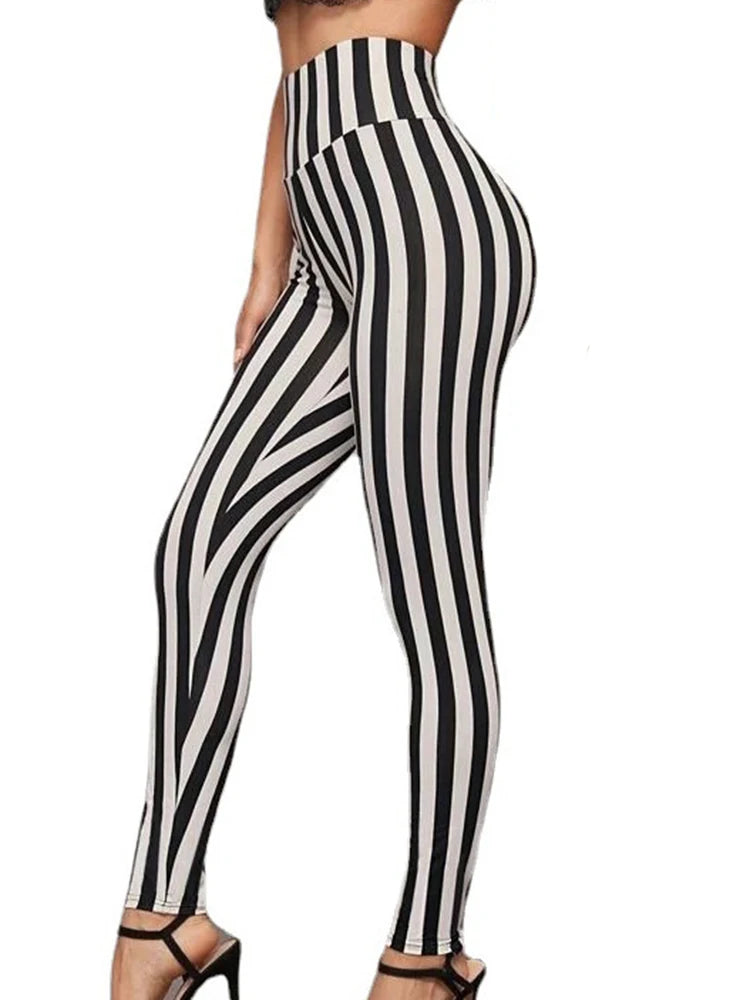 Calça Legging Listrada Preta e Branca Zebra