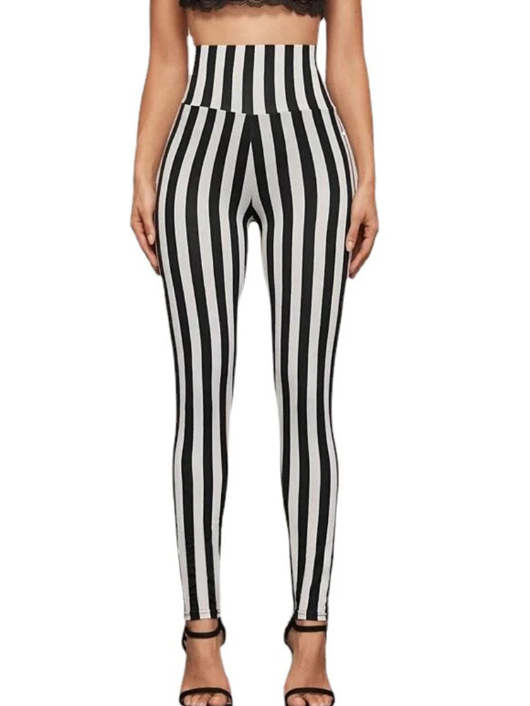 Calça Legging Listrada Preta e Branca Zebra