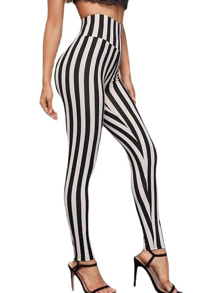 Calça Legging Listrada Preta e Branca Zebra